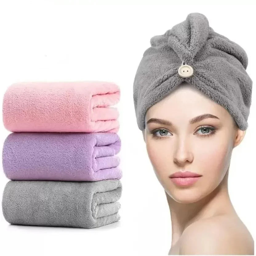 Super Absorbent Quick Dry Hair Cap (3 Pcs Pack)
