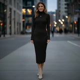 Women's Chic Ribbed Bodycon Turtleneck Dress