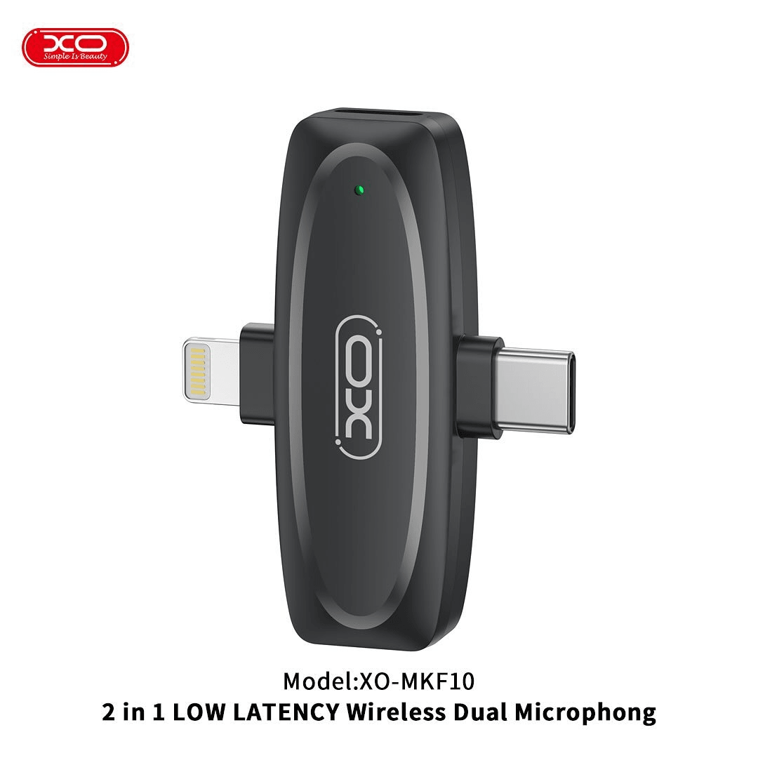 ميكروفون لاسلكي مزدوج منخفض الكمون 2 في 1 من XO-MKF10