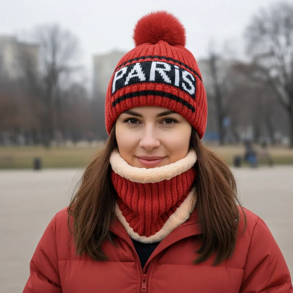 Winter Warm Knit Beanie Hat & Scarf Set