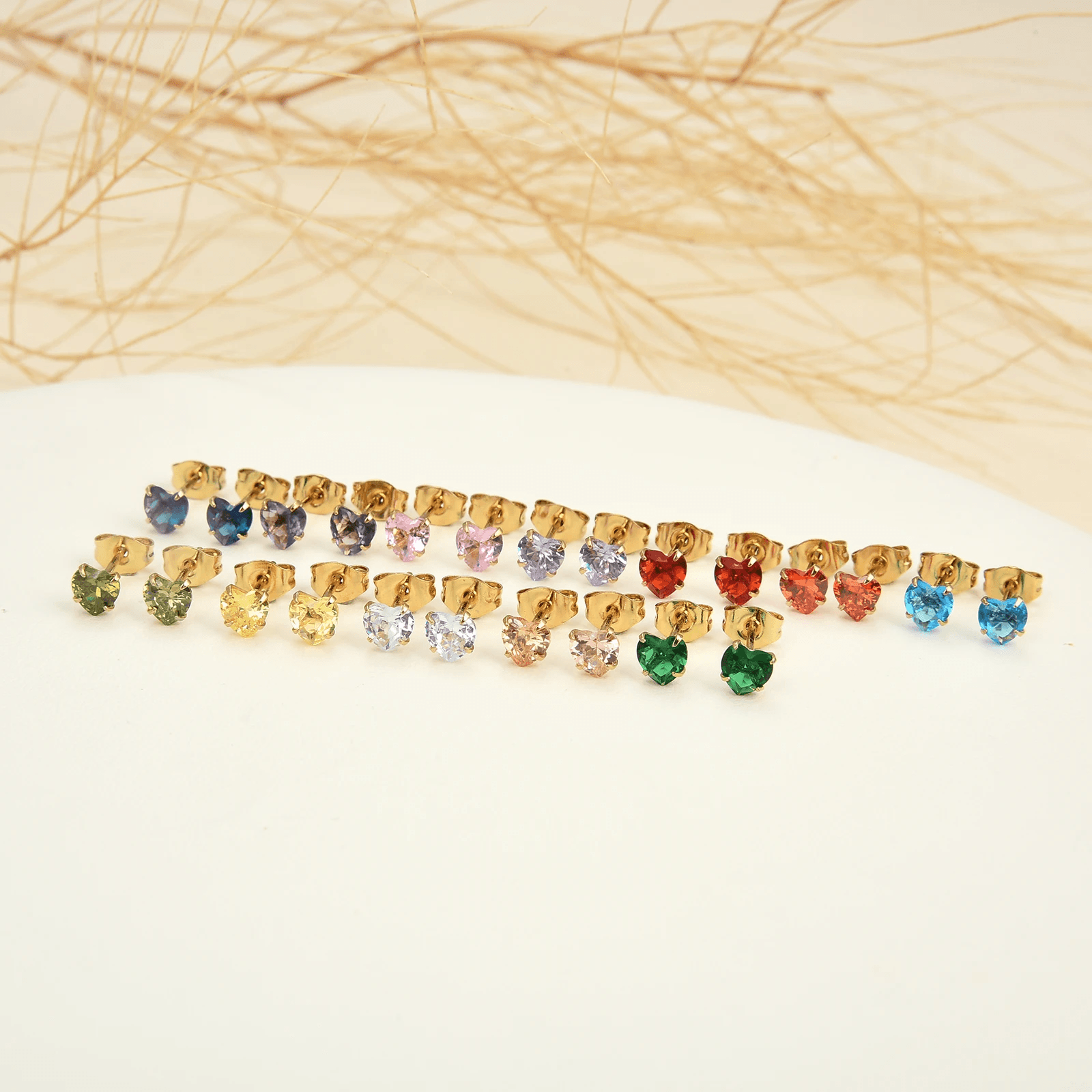 Golden Stainless Steel Stud Earings - 098