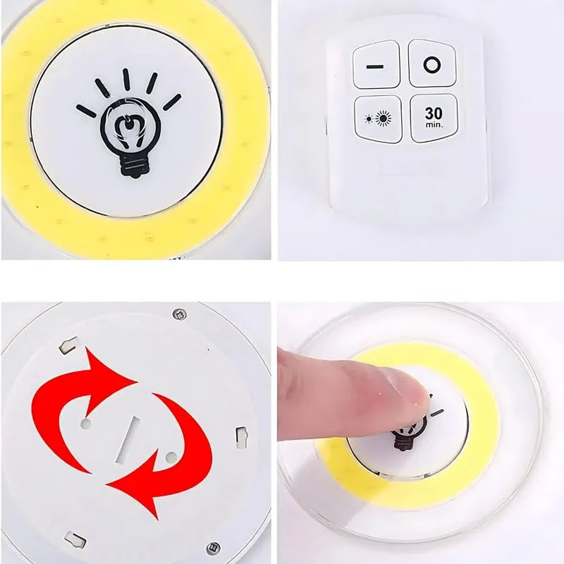 مصباح LED مثبت على الحائط مع جهاز تحكم عن بعد (مجموعة من 3 قطع)