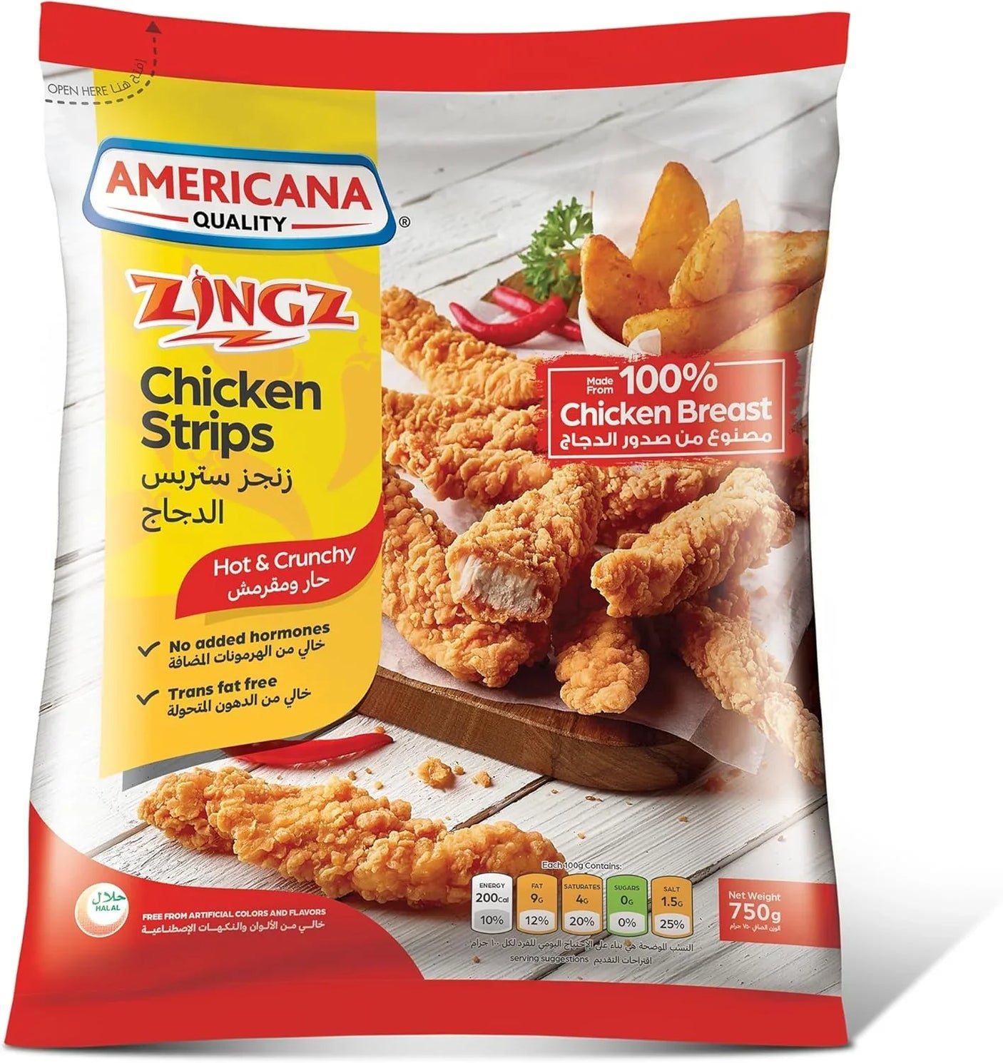 Americana Zingz Hot & Crunchy Chicken Strips - 750g (Frozen)