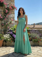Women's Spring & Split Tie Sleeveless Maxi Dress