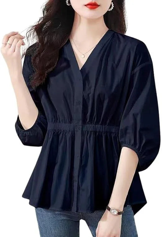 Women's V Neck Casual Fashion Top - 013