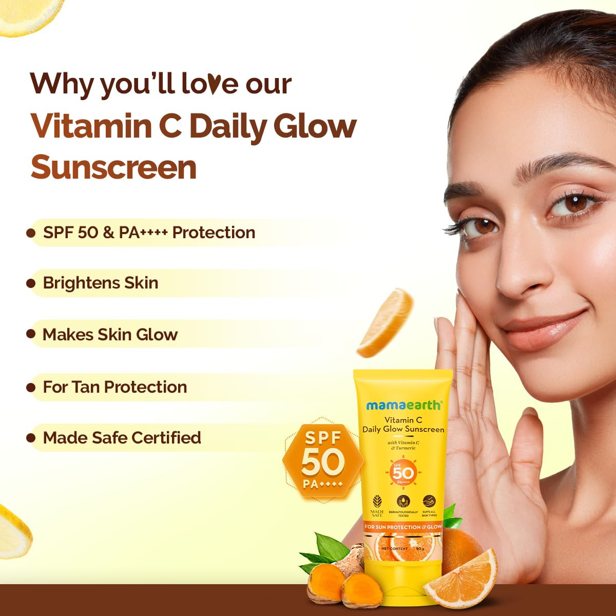 Mamaearth Vitamin C Daily Glow Sunscreen SPF 50 - 50g