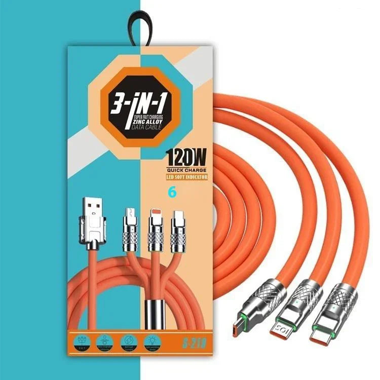High Speed 3 in 1 Transmission 120W Charger Cable S-219