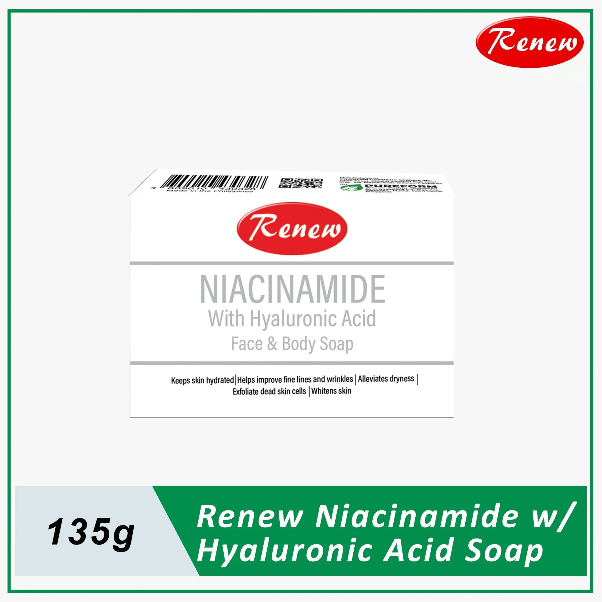 Renew Niacinamide With Hyaluronic Acid Face & Body Soap - 135g