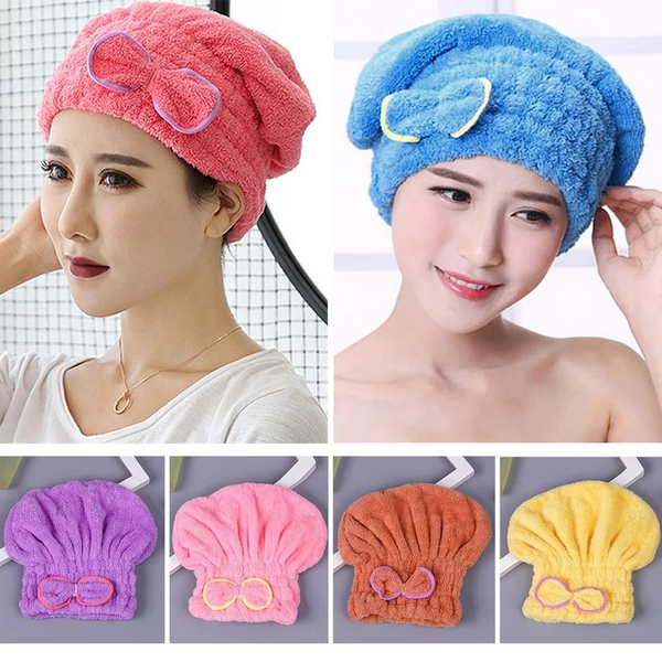 Microfiber Hair Drying Turban Hair Towel Cap