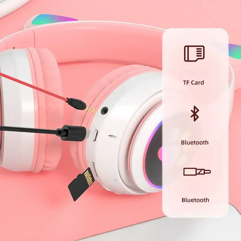 RGB Glow Lights Cat Ear Wireless Headphone STN-28