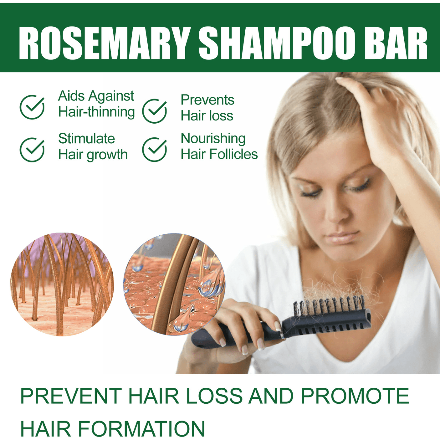 EELHOE Rosemary Shampoo Bar Promote Hair Growth - 60g