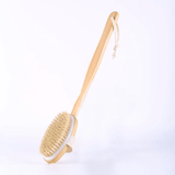 Shower Brush With Soft & Stiff Bristles Long Wooden Handle