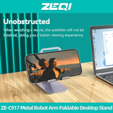 حامل سطح مكتب قابل للطي بذراع روبوت معدني من ZEQI ZE-C917