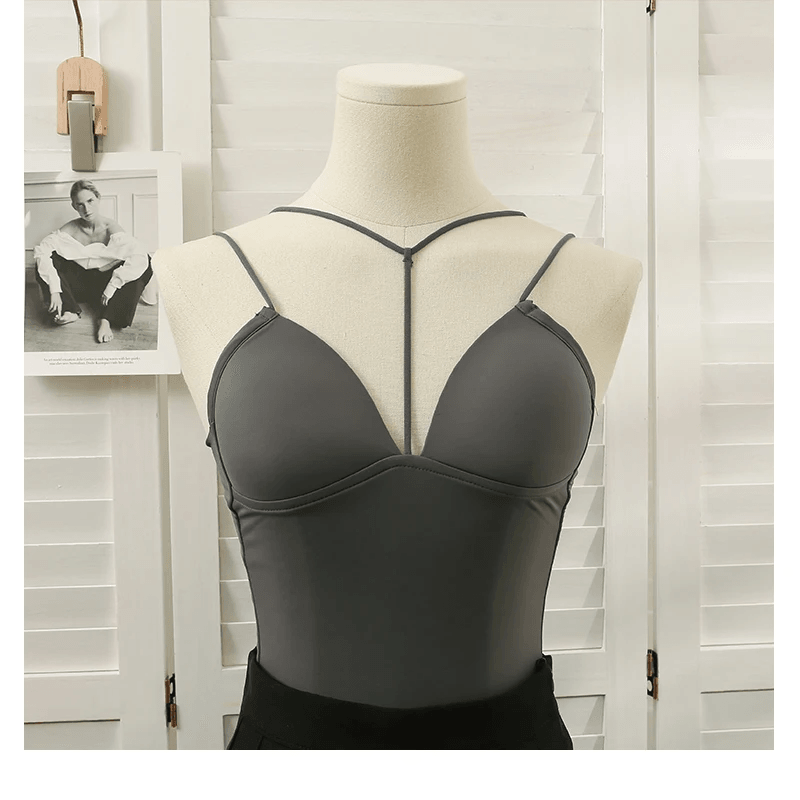 Ice Silk Casual Summer Built In Bra Spaghetti Strap - 811#