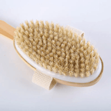 Shower Brush With Soft & Stiff Bristles Long Wooden Handle