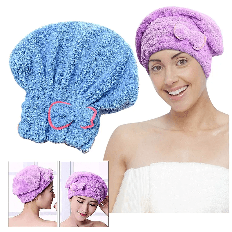 Microfiber Hair Drying Turban Hair Towel Cap