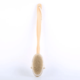 Shower Brush With Soft & Stiff Bristles Long Wooden Handle