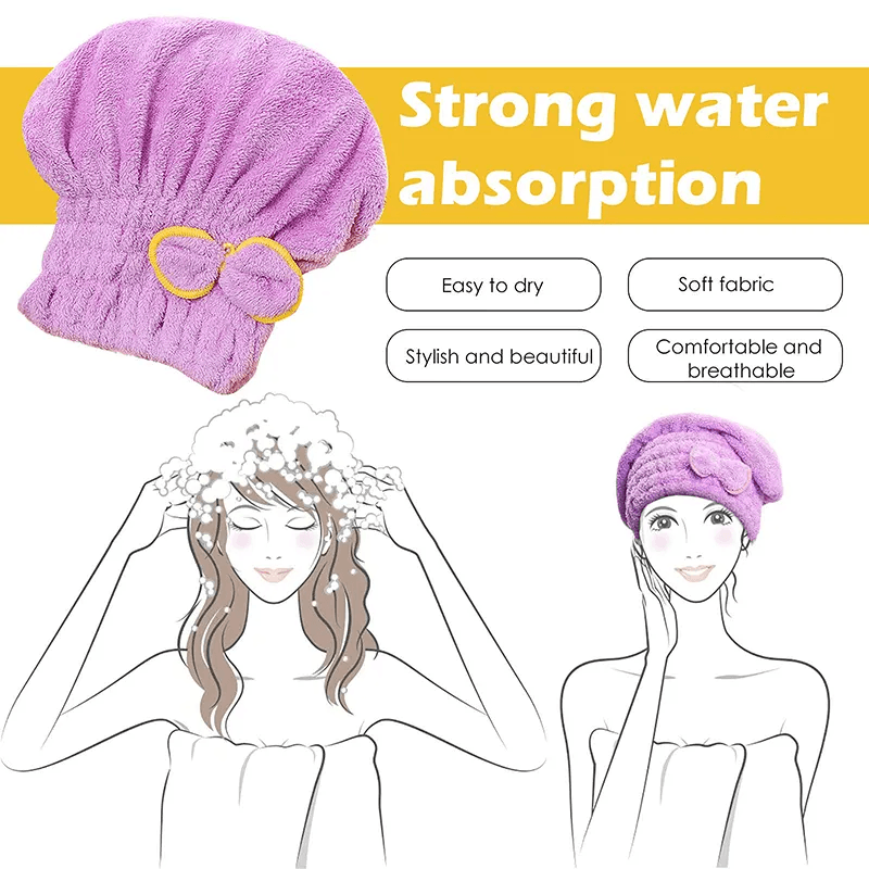 Microfiber Hair Drying Turban Hair Towel Cap
