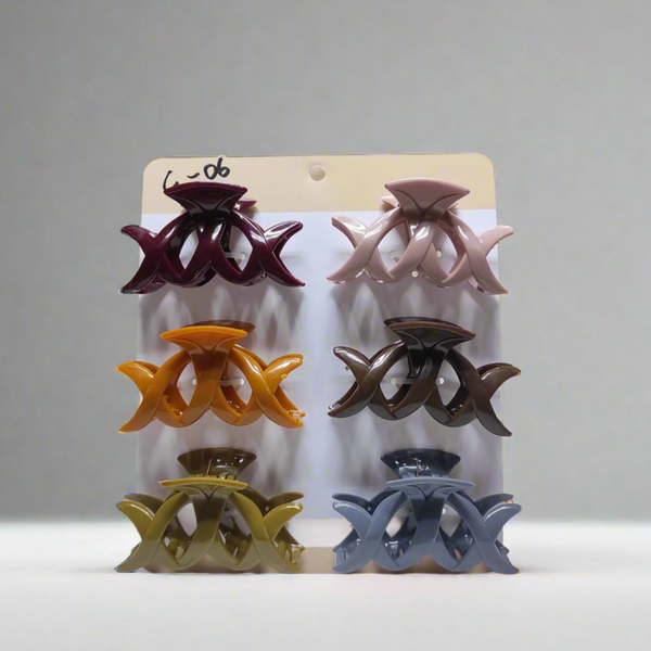 Korean Style Non Slip Hair Claw Clips For Women - 6 Pcs (C06)