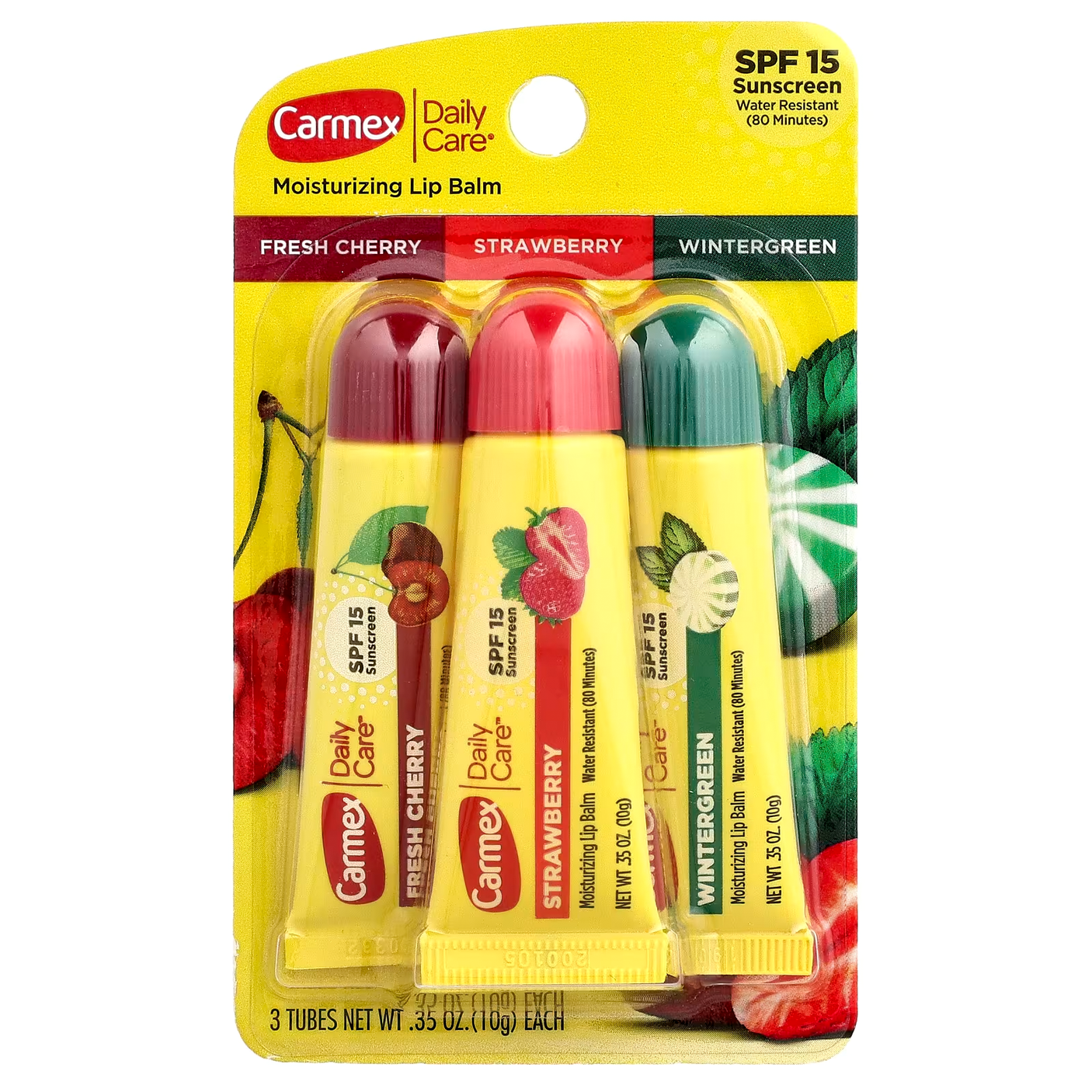 Carmex Daily Care Moisturizing Lip Balm SPF 15 - 10g × 3Pcs