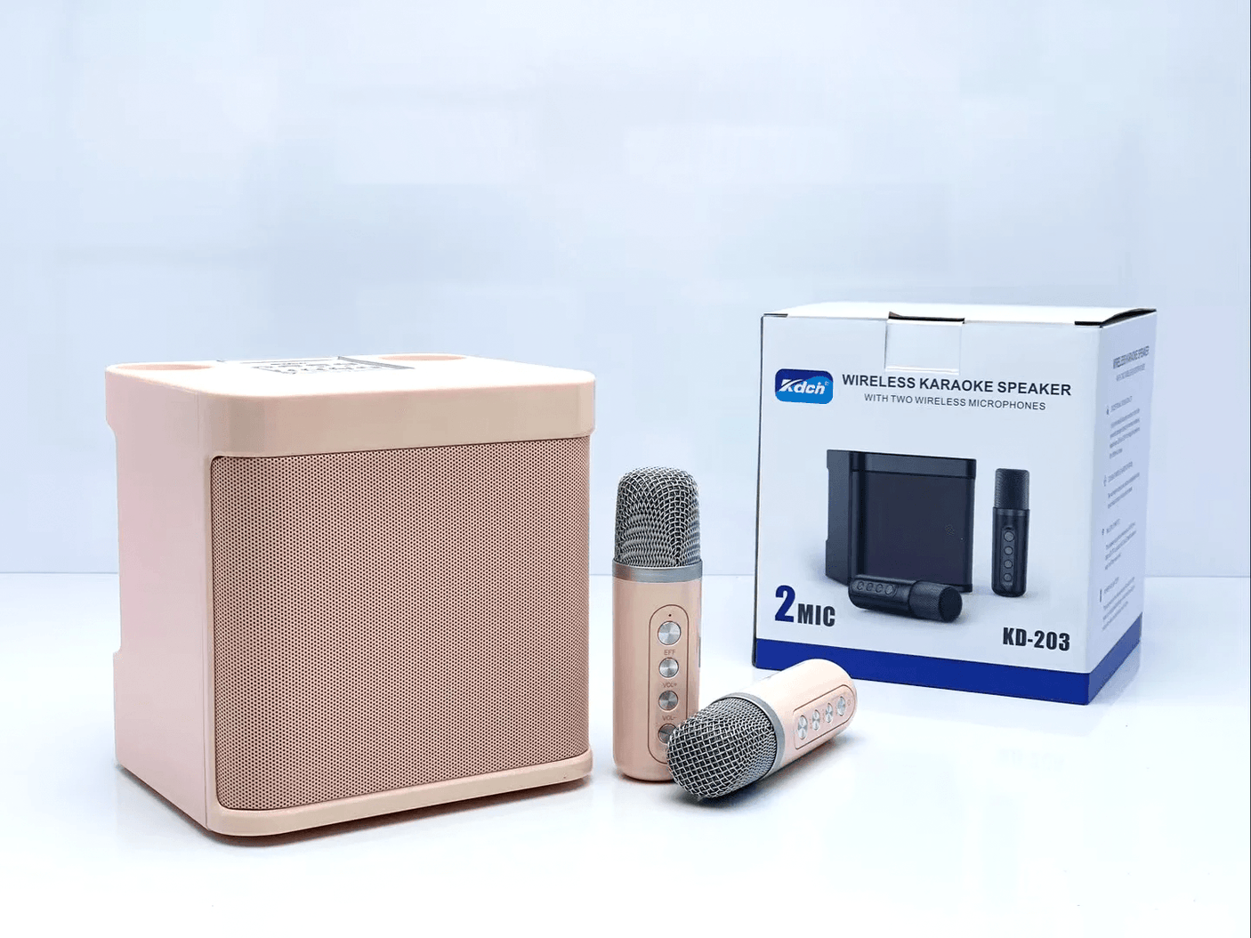 مكبر صوت كاريوكي لاسلكي مزود بميكروفونين KD-203