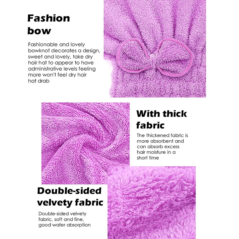 Microfiber Hair Drying Turban Hair Towel Cap