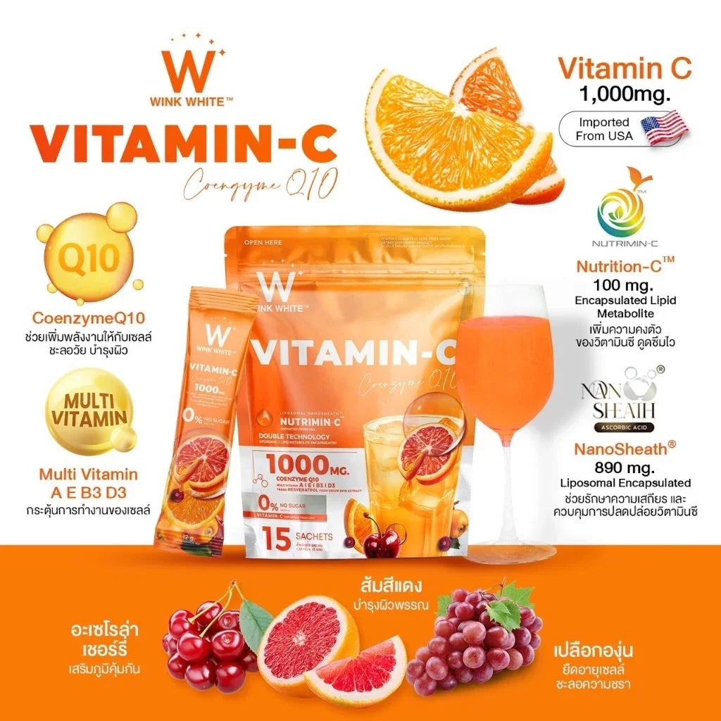 Wink White Vitamin C Coenzyme Q10 - 12g × 15 Sachets (180g)