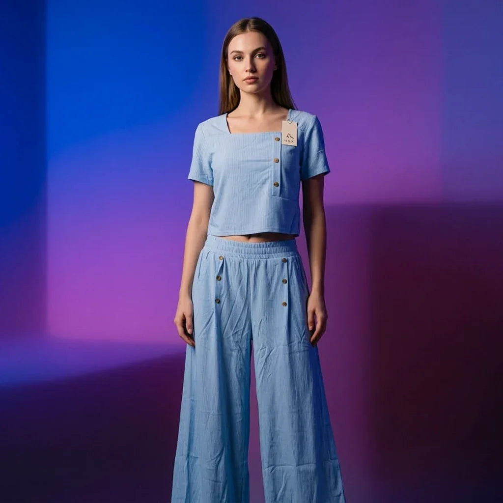 Women's Korean Style Classic Design Top & Pant M-718