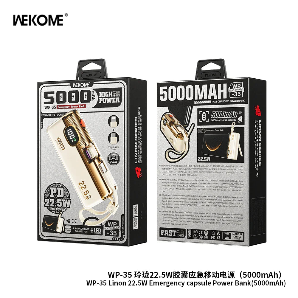 Wekome Super Compact 5000mAh 22.5W Power Bank WP-35