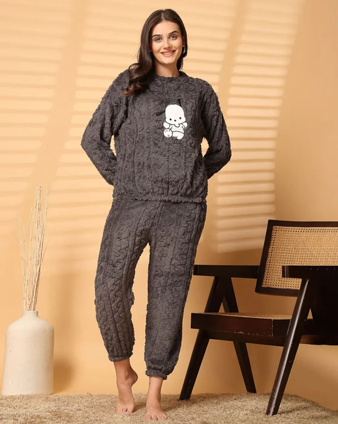 Women's Warm & Fuzzy Knitted Pajama Set
