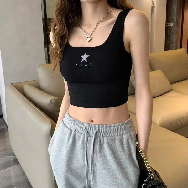 Women's Fancy Camisole Crop Top Sports Bra - 7793