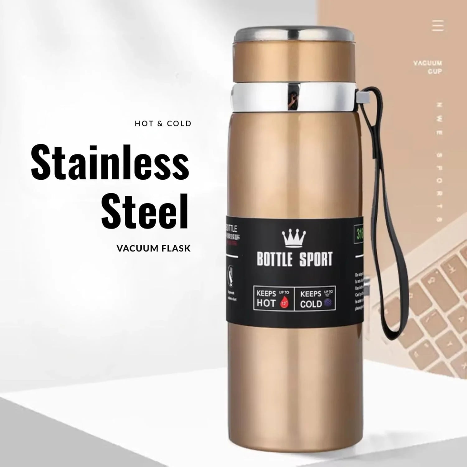 Stainless Steel SUS316 Vacuum Flask Water Bottle 1000ml K-2212
