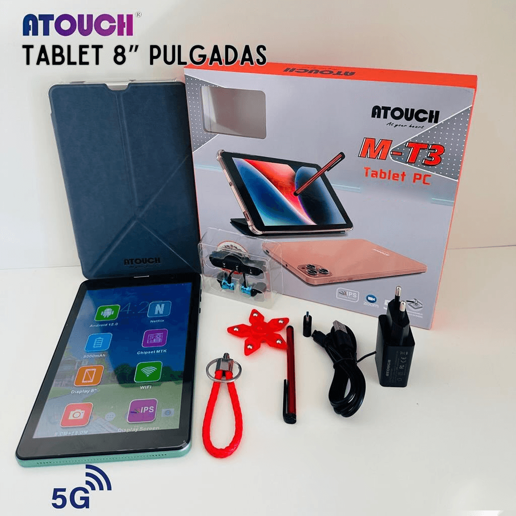 كمبيوتر لوحي تعليمي من Atouch بسعة 8 جيجابايت وذاكرة تخزين 256 جيجابايت M-T3