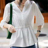 Women's V Neck Casual Fashion Top - 013
