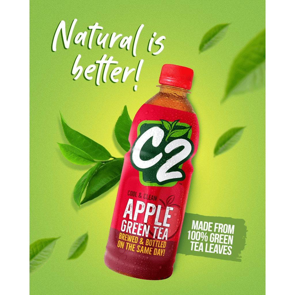 C2 Green Tea Apple Cool & Clean 355ml (Red)
