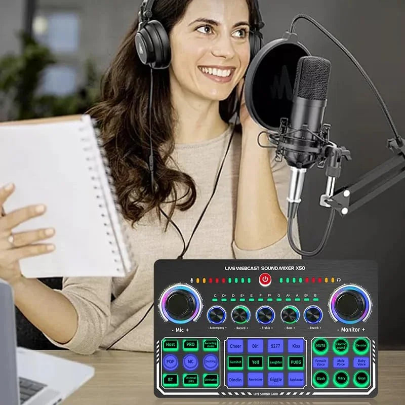 مجموعة كاملة من ميكروفون مكثف BM800 + بطاقة صوت إصدار X50