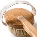 Shower Brush With Soft & Stiff Bristles Long Wooden Handle