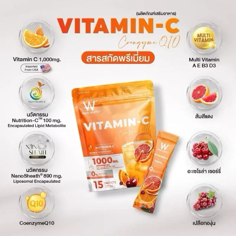 Wink White Vitamin C Coenzyme Q10 - 12g × 15 Sachets (180g)
