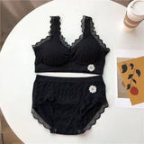 Women's Lace Strap Breathable Bra & Panty Set - CX008#