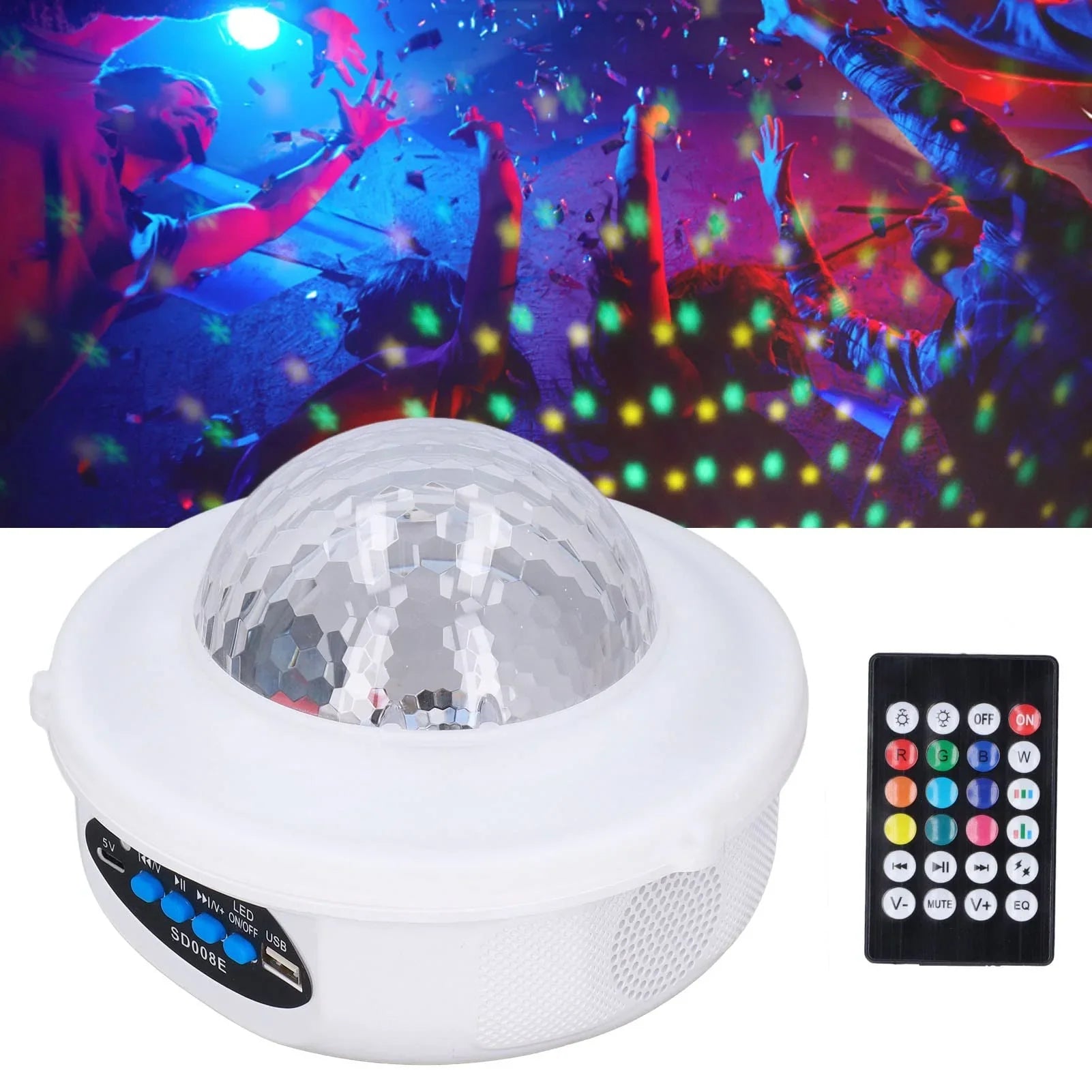 LED Crystal Magic Ball Party Light With Speaker - SD008E