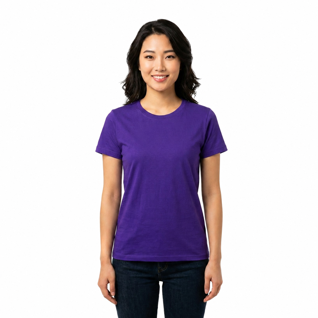Women's Round Neck Plain T-Shirt 1030#