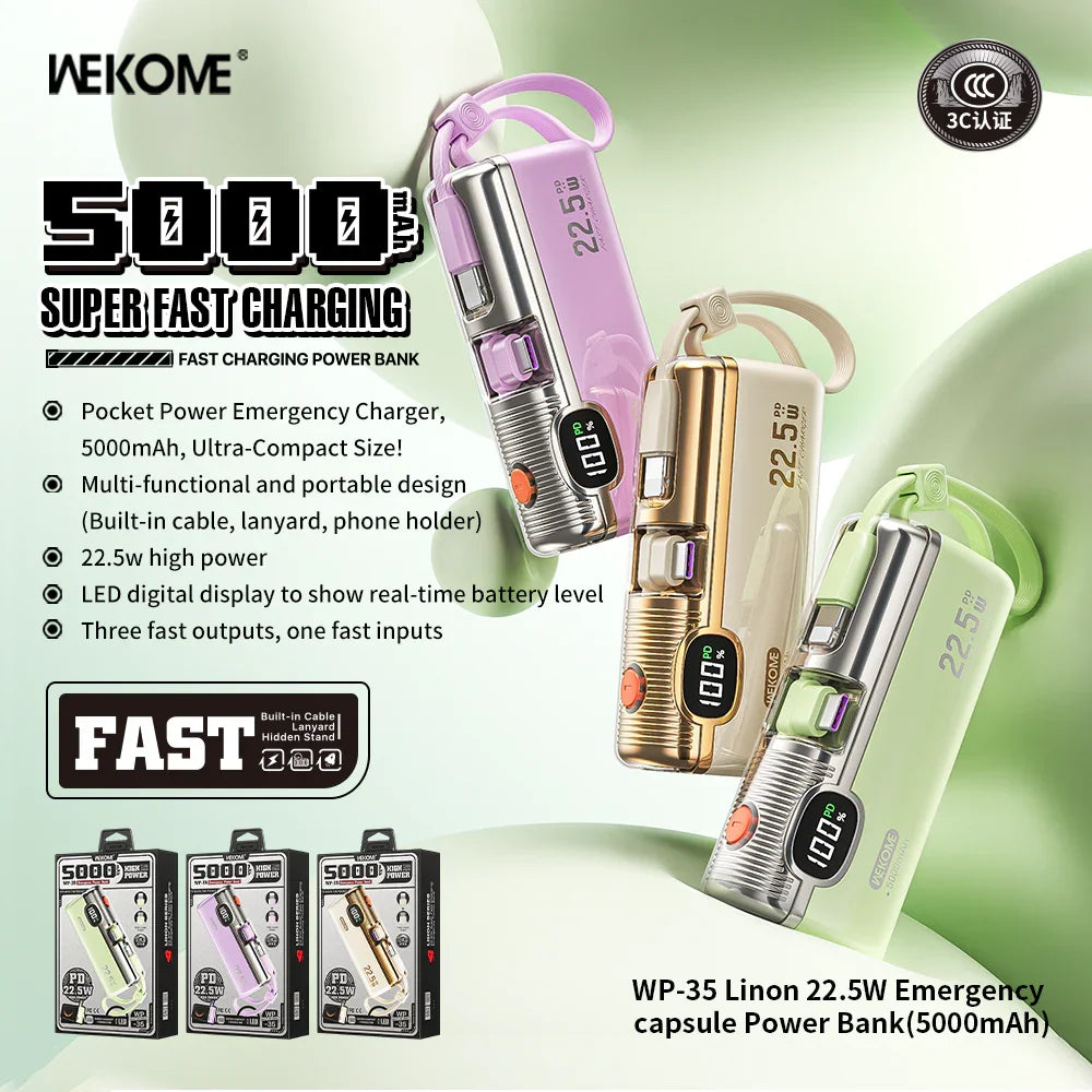 Wekome Super Compact 5000mAh 22.5W Power Bank WP-35