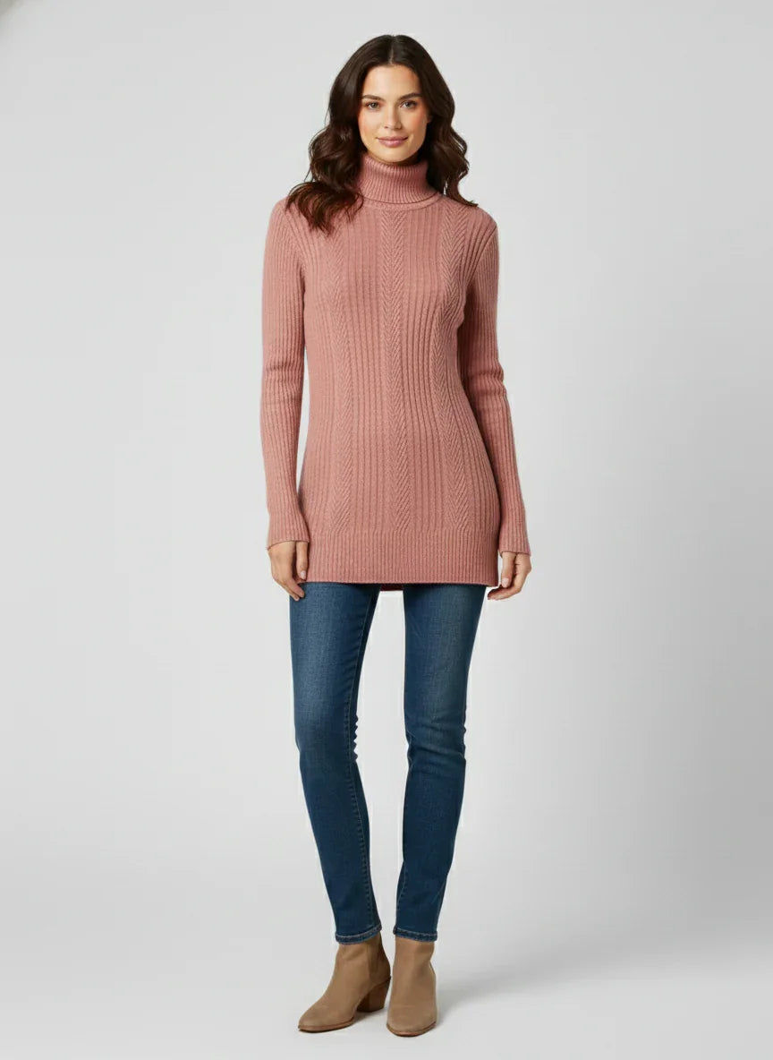 Women's Ribbed Texture Turtleneck Sweater Y5N-A3820