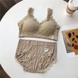 Women's Lace Strap Breathable Bra & Panty Set - CX008#
