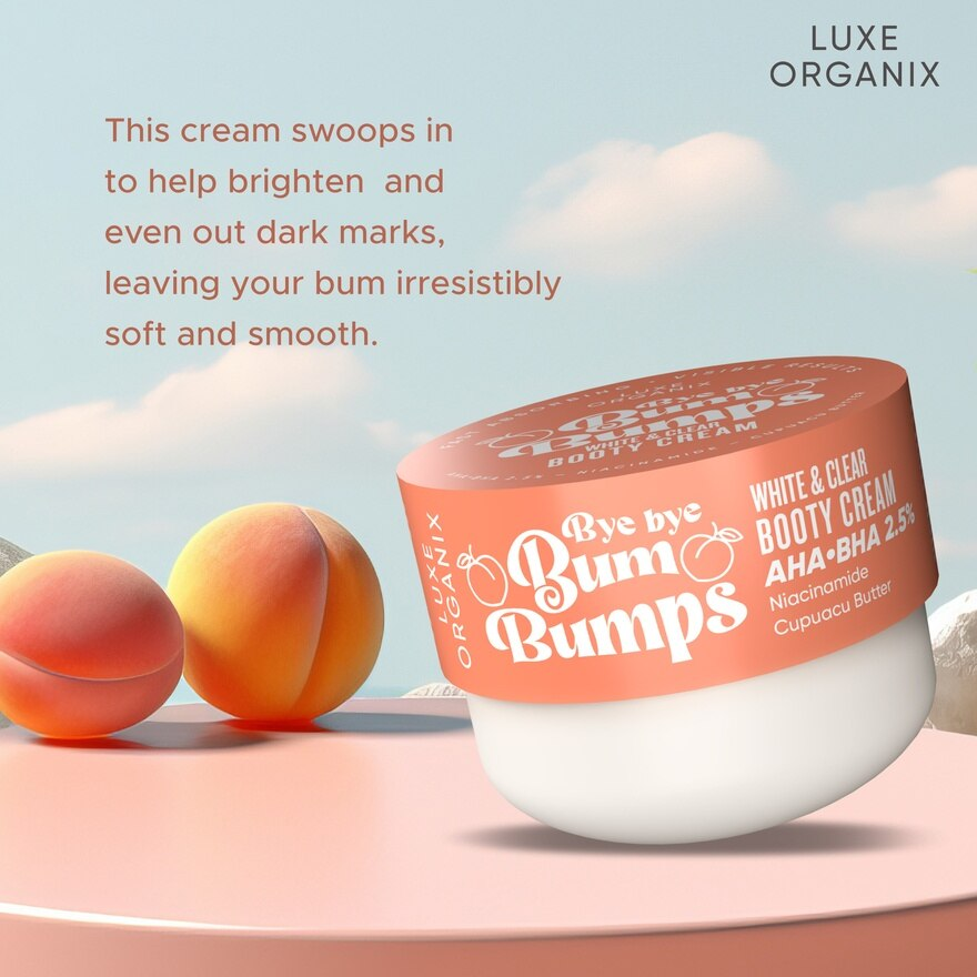 Luxe Organix Bye Bye Bum Bumps White & Clear Booty Scrub - 230g