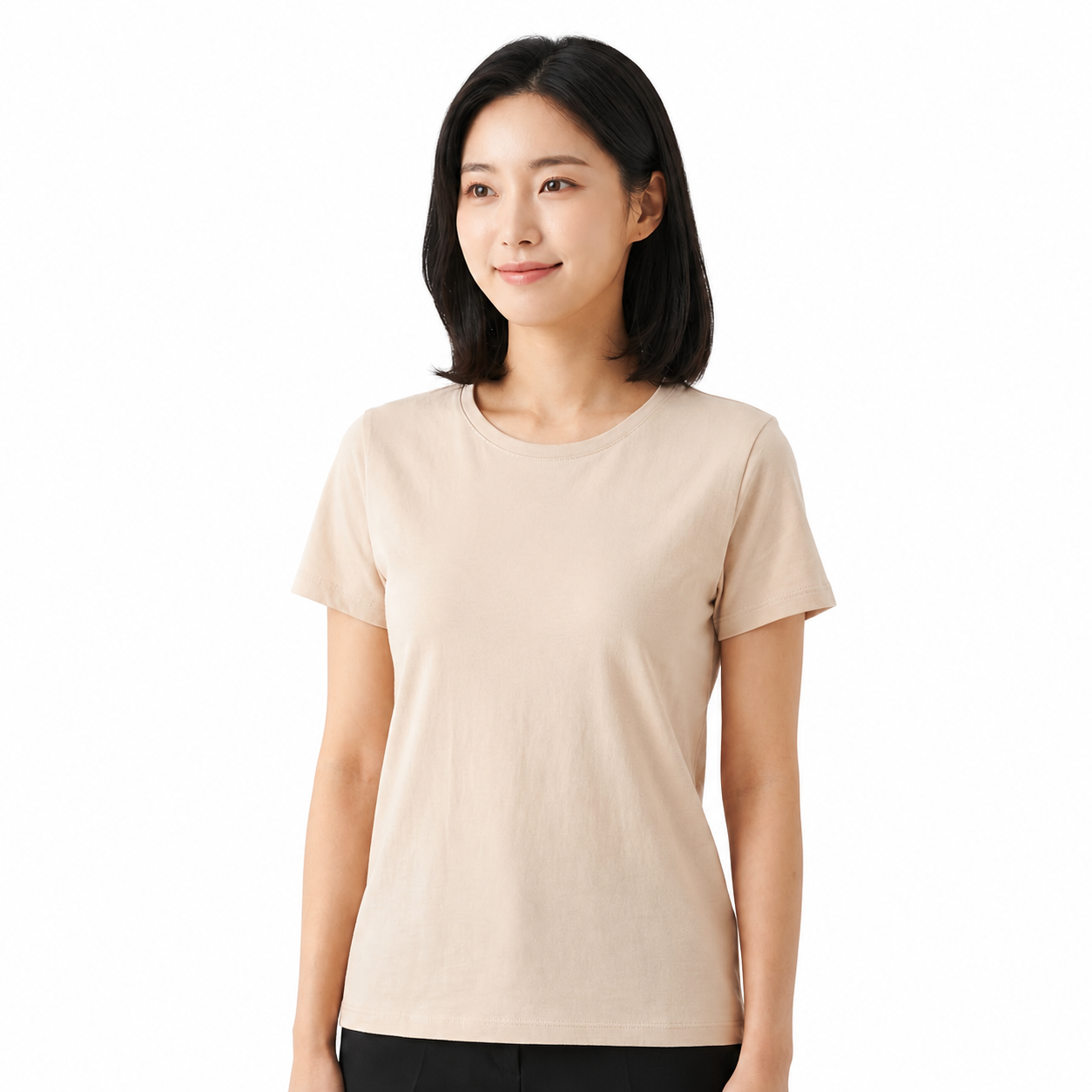 Women's Round Neck Plain T-Shirt 1030#