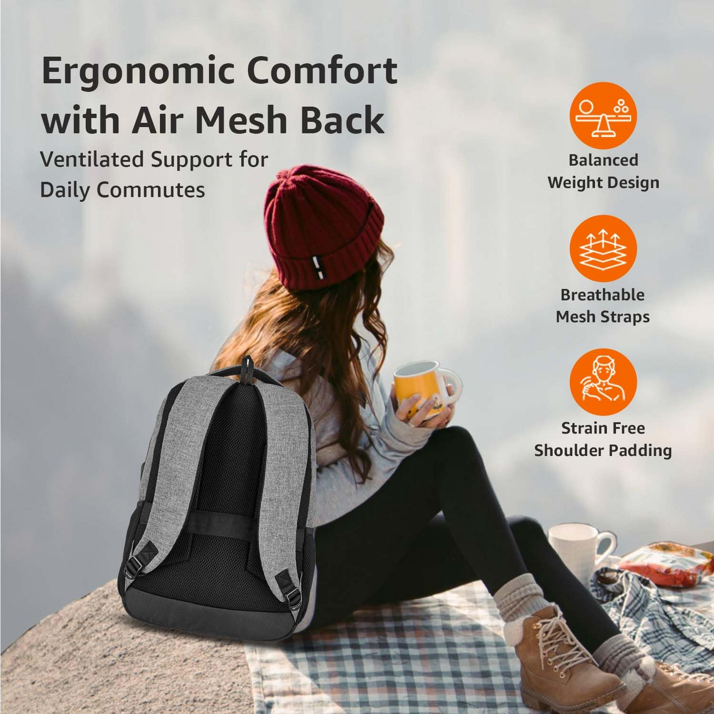 High Quality Laptop Backpack With USB Charging Port - 376#