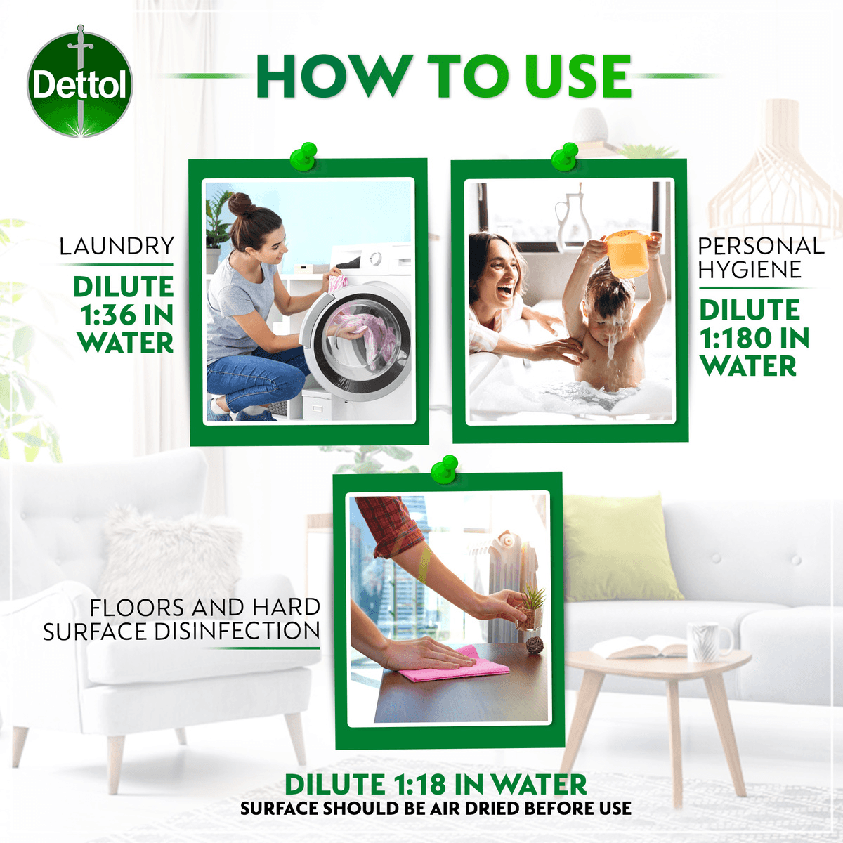 Dettol Antibacterial Antiseptic Disinfectant Liquid 2Pcs x 500ml