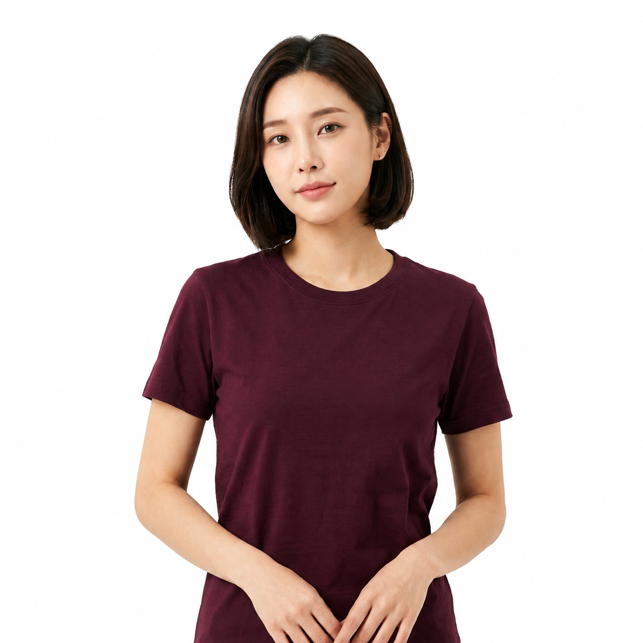 Women's Round Neck Plain T-Shirt 1030#