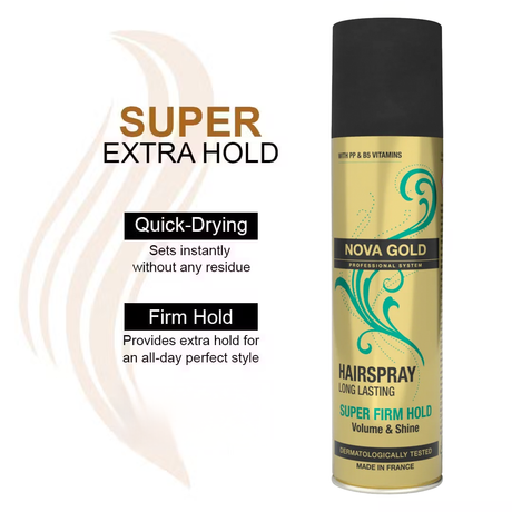 Nova Gold Super Firm Hold Volume & Shine Hair Spray - 200ml